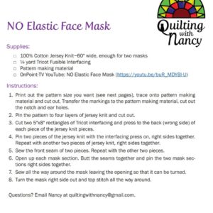 No Elastic Face Mask Pattern