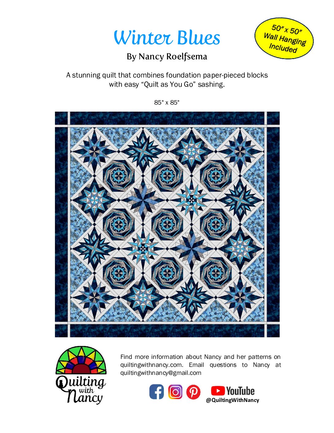 Winter Blues Quilt as You Go E-Booklet